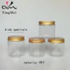BPA Free Clear PET Plastic Refillable Jar Tin with Gold Lid - Image 2