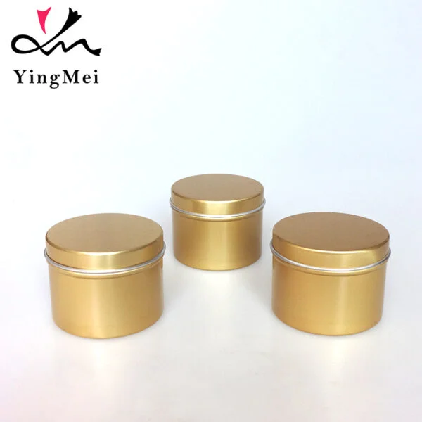 Gold Aluminum Tin Jar with Screw Lid