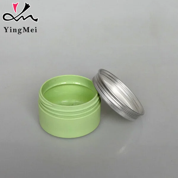 Green Plastic Jar with Aluminum Lid