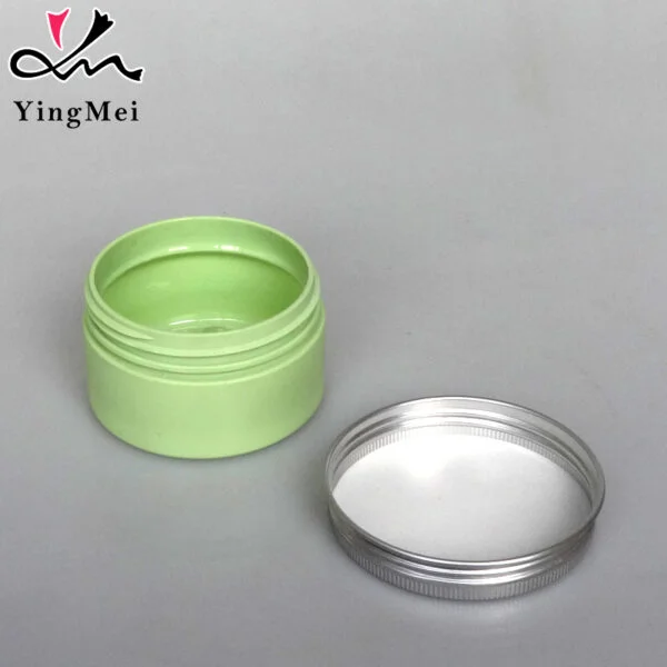 Green Plastic Jar with Aluminum Lid