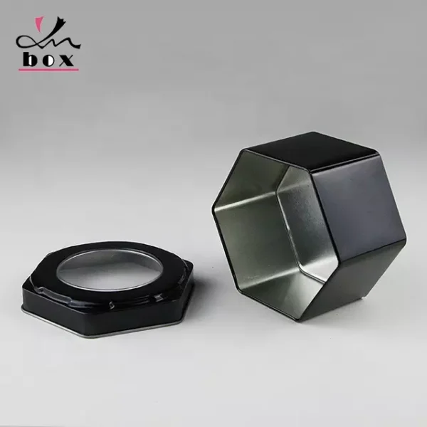 Hexagon Black Metal Tin