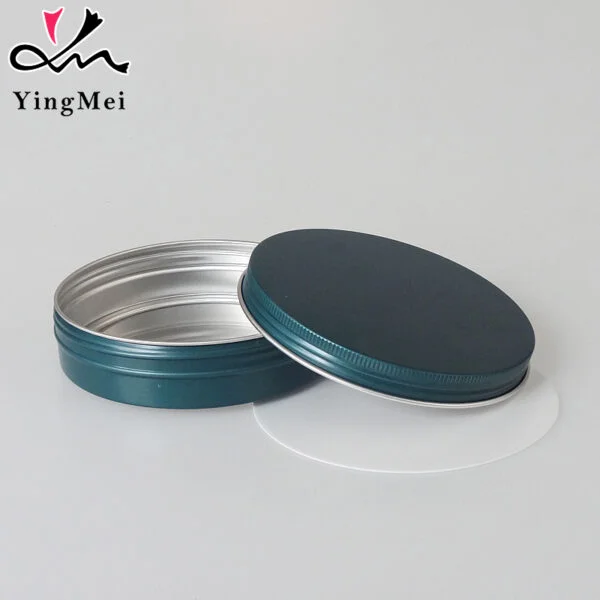 Round Green Aluminum Jar