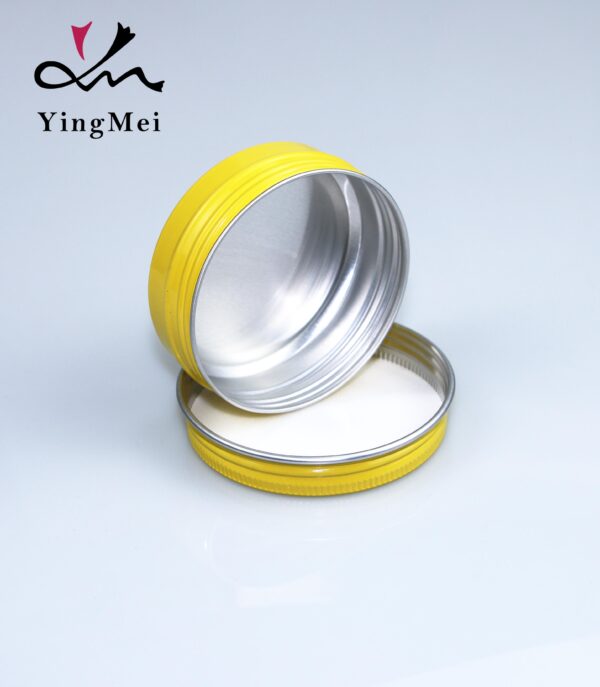 yellow round cosmetic aluminum jar