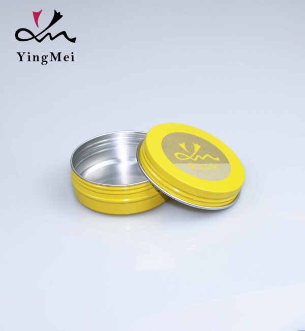 yellow round cosmetic aluminum jar