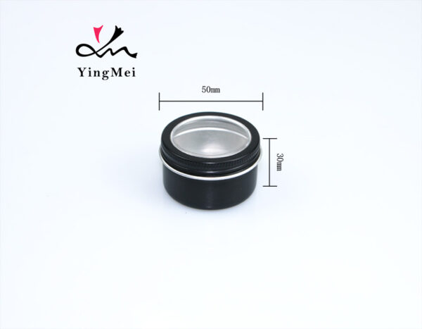 25ml black premium aluminum round tin can with clear window - Image 2