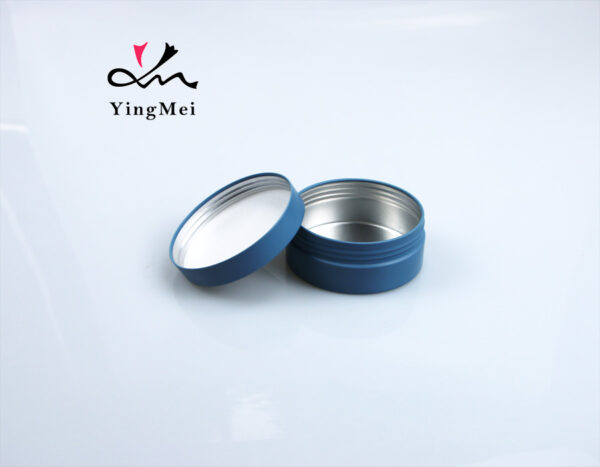 customizable blue printed logo round aluminum jar