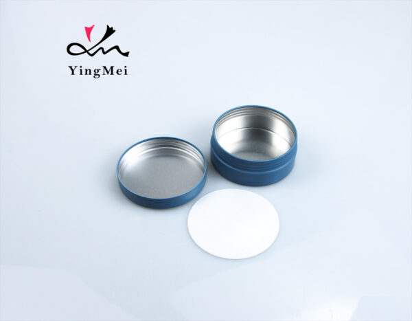 customizable blue printed logo round aluminum jar