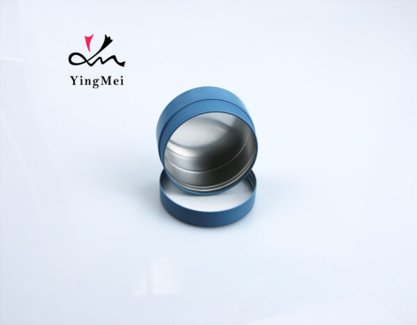 customizable blue printed logo round aluminum jar