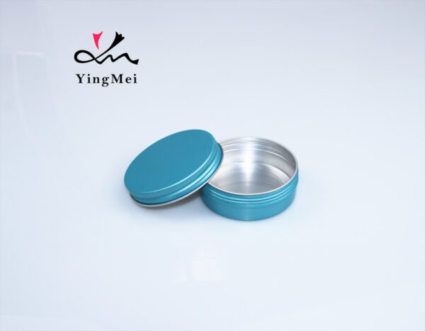 Blue spiral round metal aluminum can storage box 80g