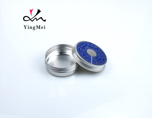 Colorful thread printed round aluminum storage jar 60g