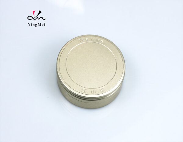gold tea print round metal container aluminum can