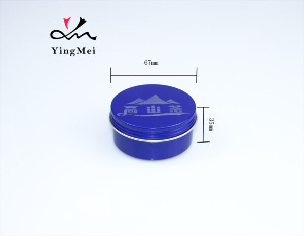 Klein Blue Tea Round Aluminum Storage Box with Printing