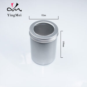 450ml Silver Aluminum Round Tea Jar with Transparent Lid