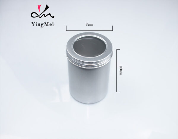 450ml Silver Aluminum Round Tea Jar with Transparent Lid
