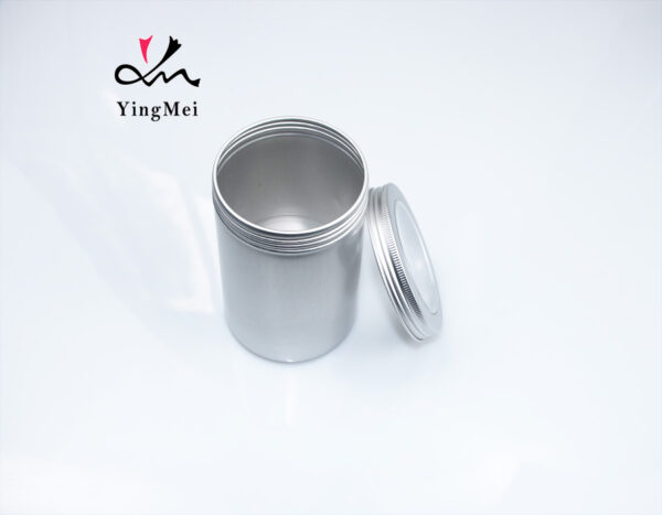 450ml Silver Aluminum Round Tea Jar with Transparent Lid