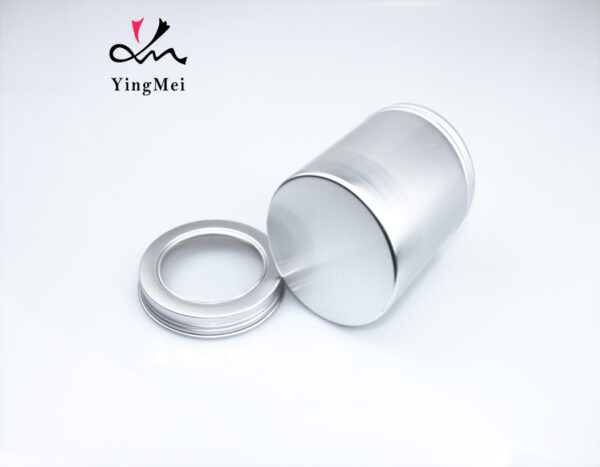 450ml Silver Aluminum Round Tea Jar with Transparent Lid