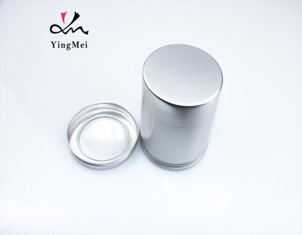 450ml Silver Aluminum Round Tea Jar with Transparent Lid