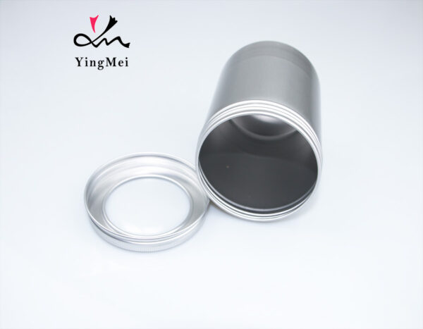 450ml Silver Aluminum Round Tea Jar with Transparent Lid