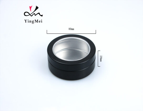 80ml black aluminum round tea jar with transparent lid