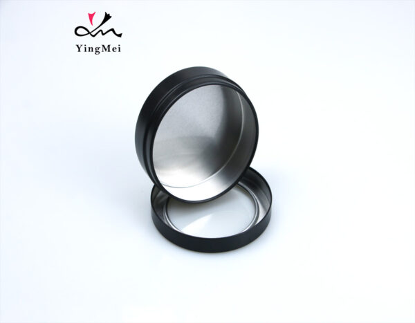 80ml black aluminum round tea jar with transparent lid