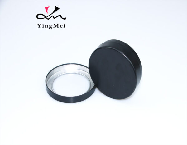 80ml black aluminum round tea jar with transparent lid