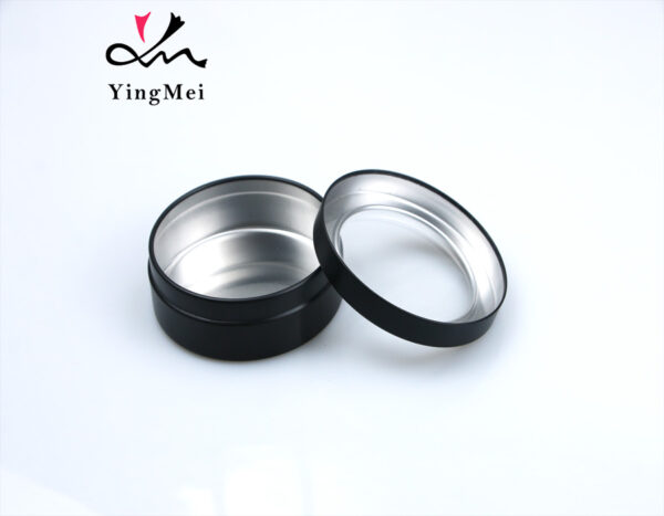 80ml black aluminum round tea jar with transparent lid