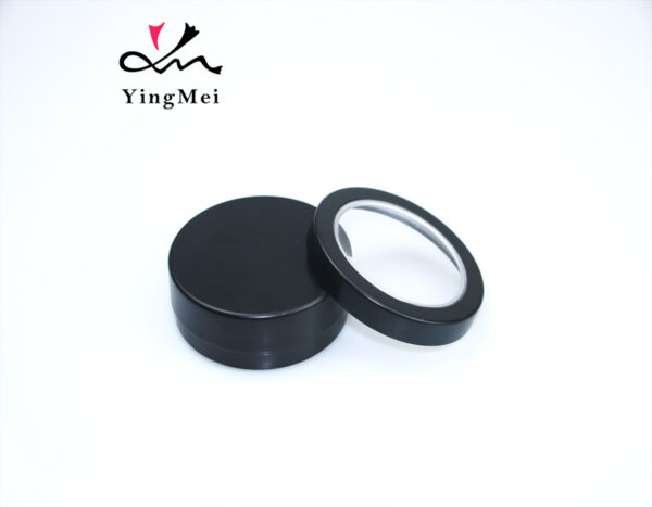 80ml black aluminum round tea jar with transparent lid