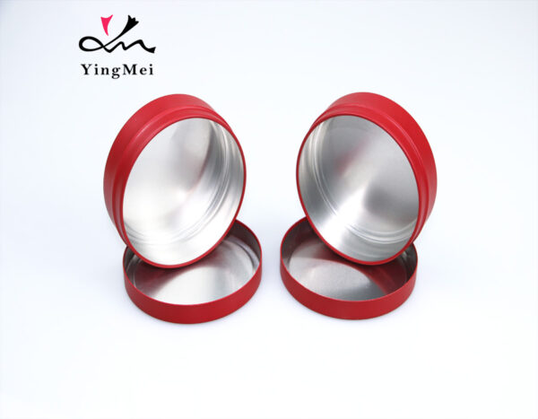 Vibrant red round Metal aluminum Jar for Cream 90g