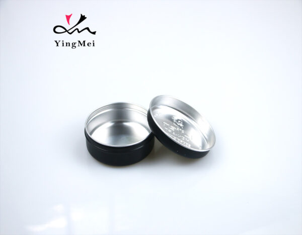 70ml glossy black embossed logo aluminium jar with screw cap