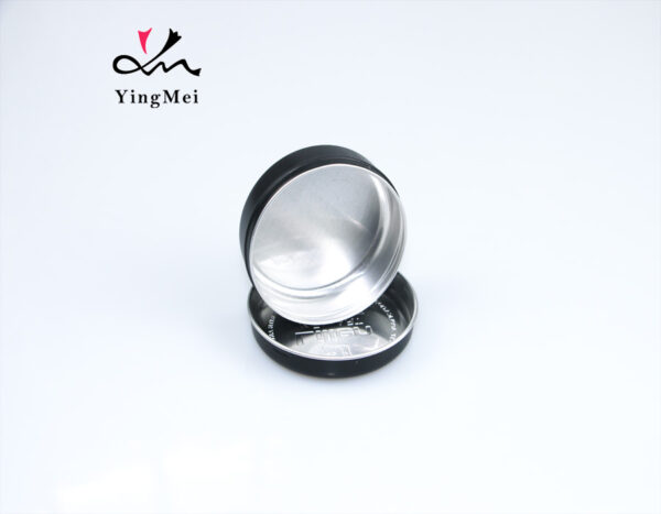 70ml glossy black embossed logo aluminium jar with screw cap