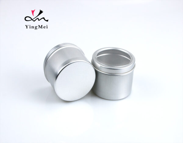 100ml silver round aluminum storage jar with transparent lid