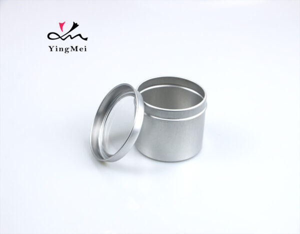 100ml silver round aluminum storage jar with transparent lid