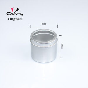 100ml silver round aluminum storage jar with transparent lid