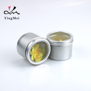100ml silver round aluminum storage jar with transparent lid