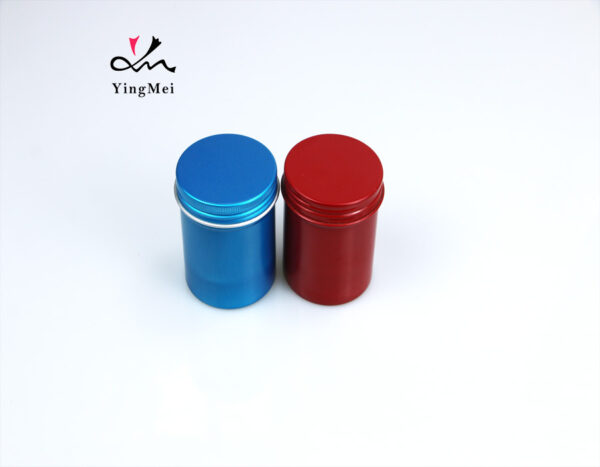 80ml red and blue round aluminum tall cream storage jar