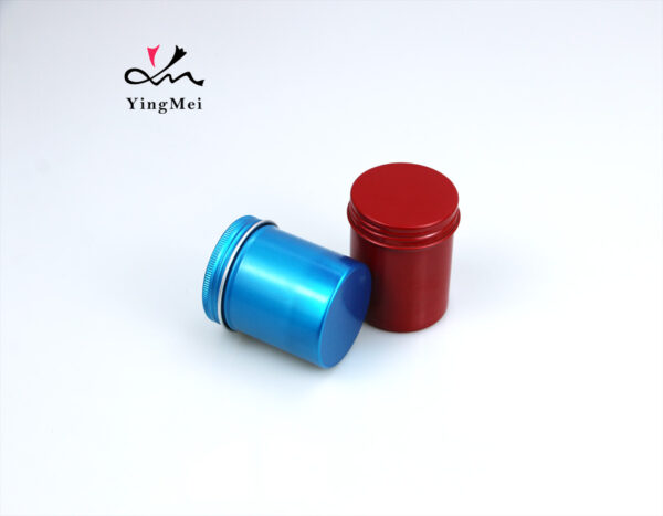 80ml red and blue round aluminum tall cream storage jar