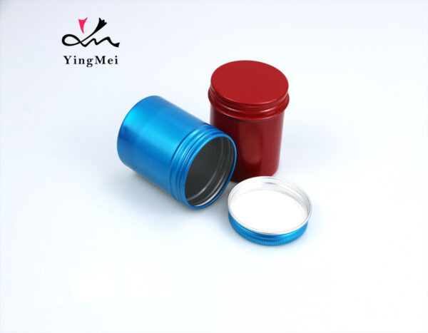 80ml red and blue round aluminum tall cream storage jar