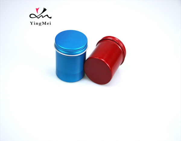 80ml red and blue round aluminum tall cream storage jar