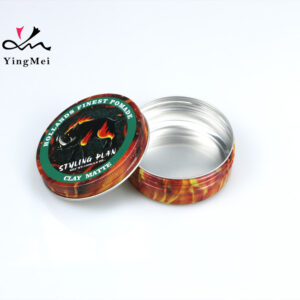 Round Flame Orange Printed Aluminium Hair Wax Jar 100ml