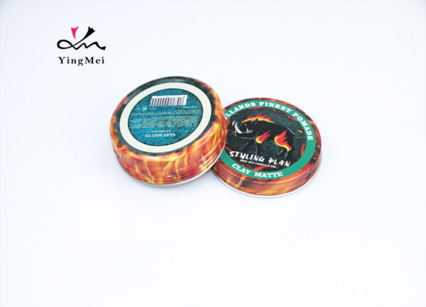 Round Flame Orange Printed Aluminium Hair Wax Jar 100ml