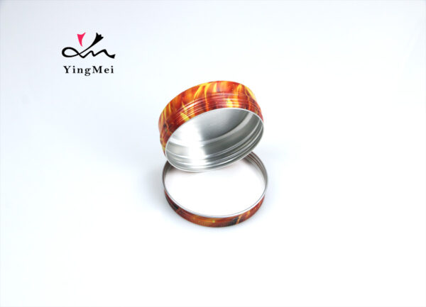 Round Flame Orange Printed Aluminium Hair Wax Jar 100ml