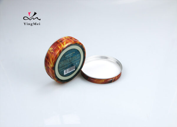 Round Flame Orange Printed Aluminium Hair Wax Jar 100ml