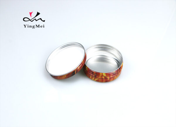 Round Flame Orange Printed Aluminium Hair Wax Jar 100ml
