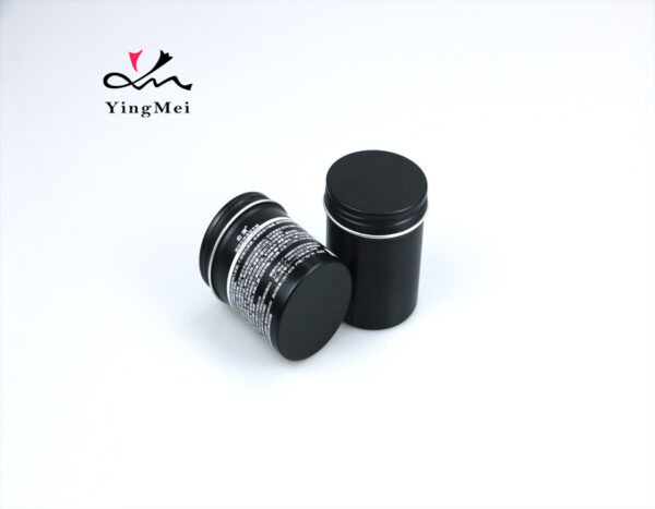 Black printed round aluminum tall cream storage jar 80ml