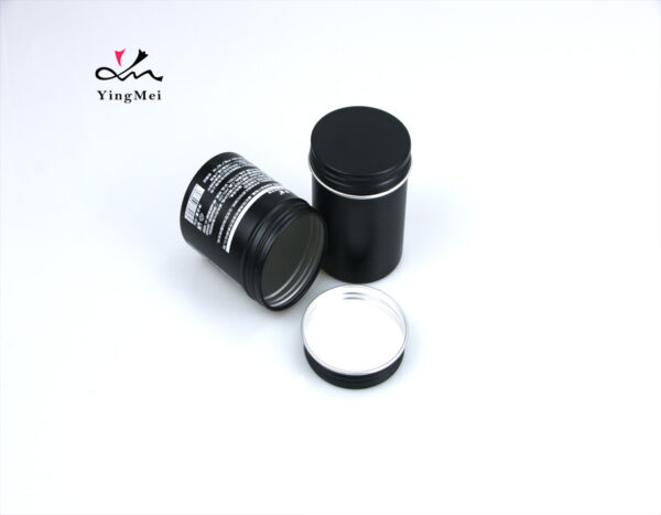 Black printed round aluminum tall cream storage jar 80ml