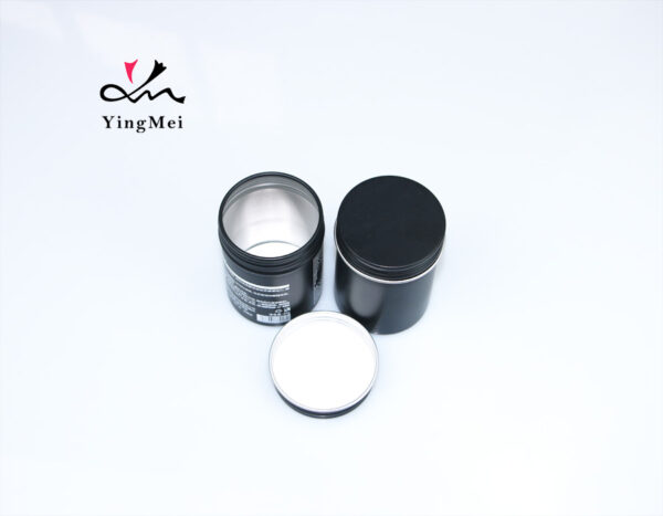 Black printed round aluminum tall cream storage jar 80ml
