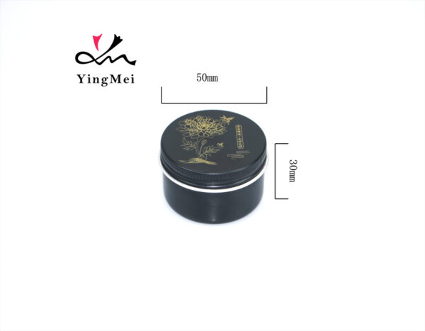 Black 50ml 1.7oz Aluminum Jar with Laser Design & Sealed Cap