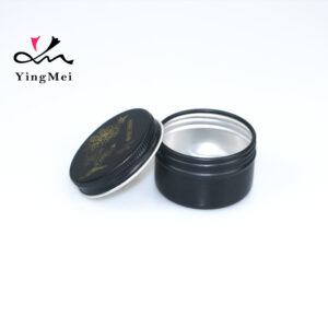 Black 50ml 1.7oz Aluminum Jar with Laser Design & Sealed Cap