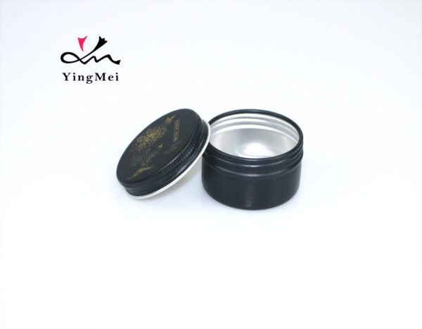 Black 50ml 1.7oz Aluminum Jar with Laser Design & Sealed Cap