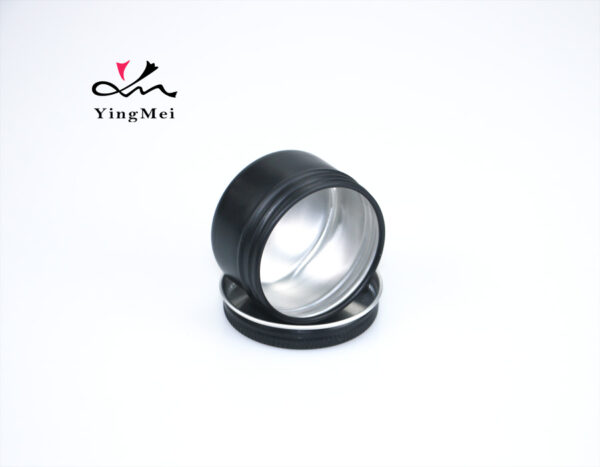 Black 50ml 1.7oz Aluminum Jar with Laser Design & Sealed Cap